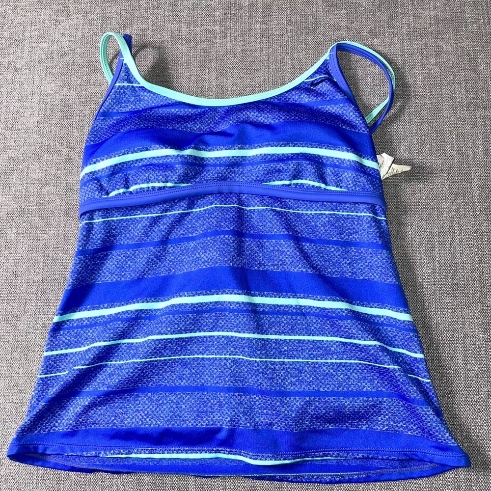 Nike Strappy Tank Top Womens Large Multicolor Striped Stretch Scoop Neck Workout